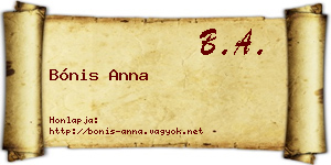Bónis Anna névjegykártya